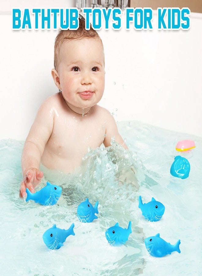 VICROIC 12 PCS Rubber Sharks, Blue Shark Floating Bath Toys, Cute Squeezable and Squeak Sharks for Baby Shower Pool Birthday Party Favors Cake Decoration Classroom Prizes - Image 4